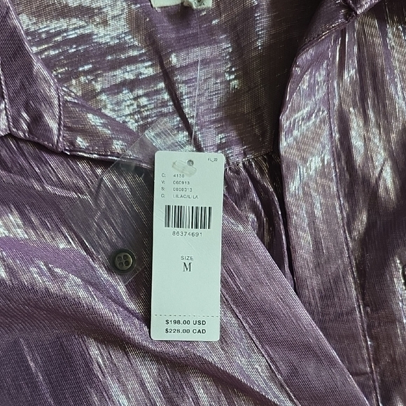 Anthropologie- Pilcro Shimmery Lilac Button-Front Tiered Dress - Picture 9 of 16